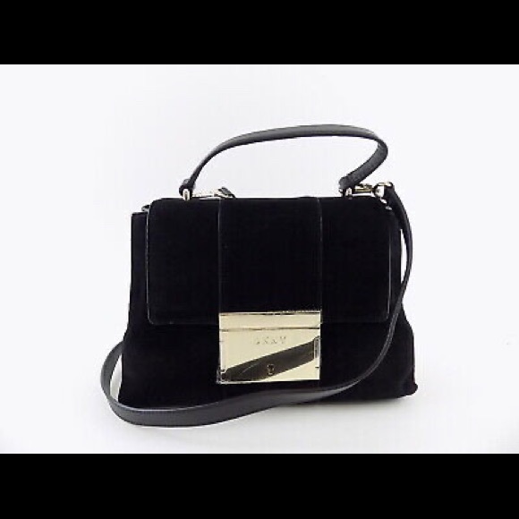 DKNY Adam Leather Top Handle Satchel Suede Black